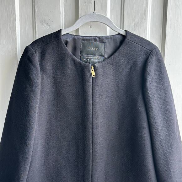 J. Crew Double Cloth Collarless Coat Wool Black - Picture 4 of 9